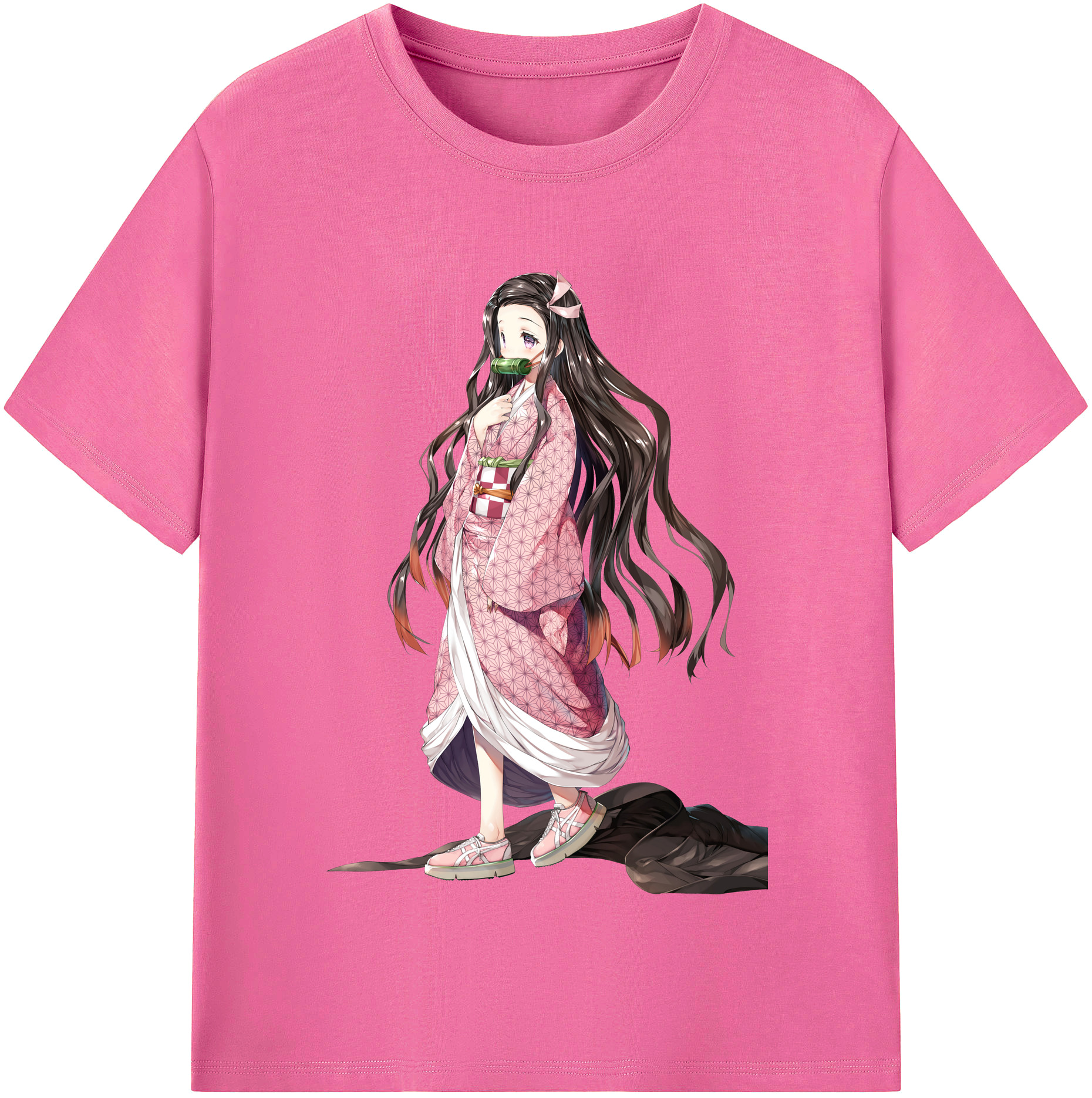 （画像用） 鬼滅の刃（きめつのやいば）竈門 禰󠄀豆子／かまど ねずこ Kamado Nezuko レディースカジュアルプリントTシャツ（綿100％）